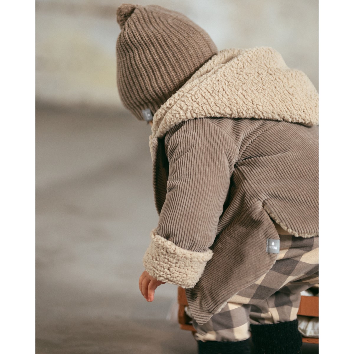 Organic Cotton Velvet Hooded Jacket | Mauve