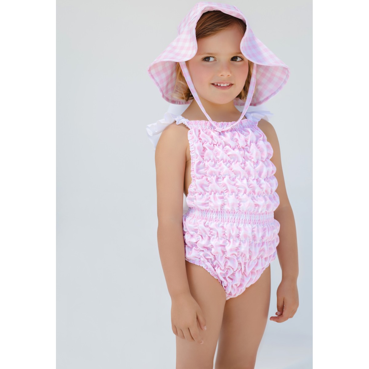 Gingham Pink Lycra Sunny Hat