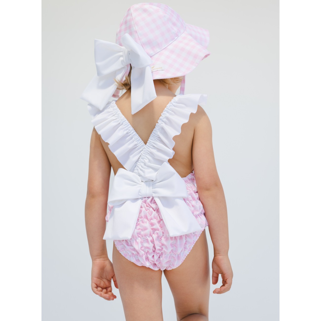 Gingham Pink Lycra Sunny Hat