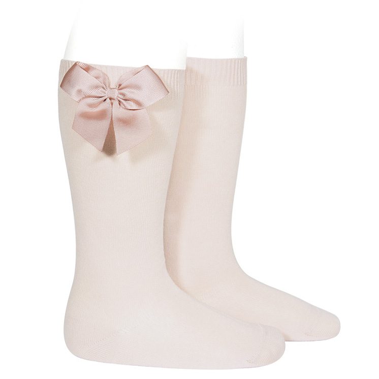 Grossgrain Side Bow Knee-high Socks | Nude (674)