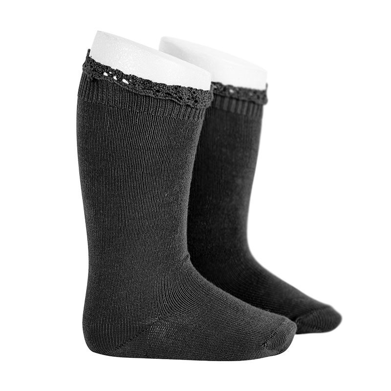Knee Socks W/ Edging | Black (900)