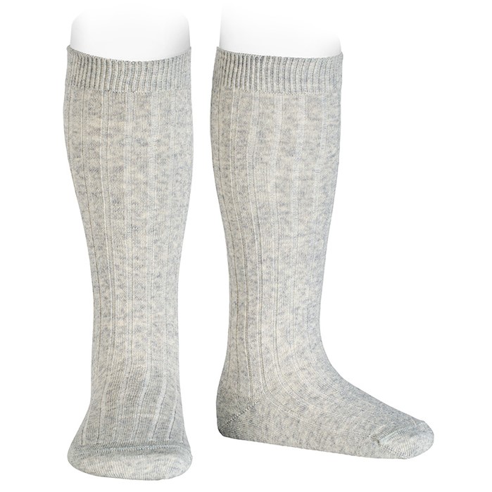 Merino Wool Blend Rib Socks | Aluminum 966