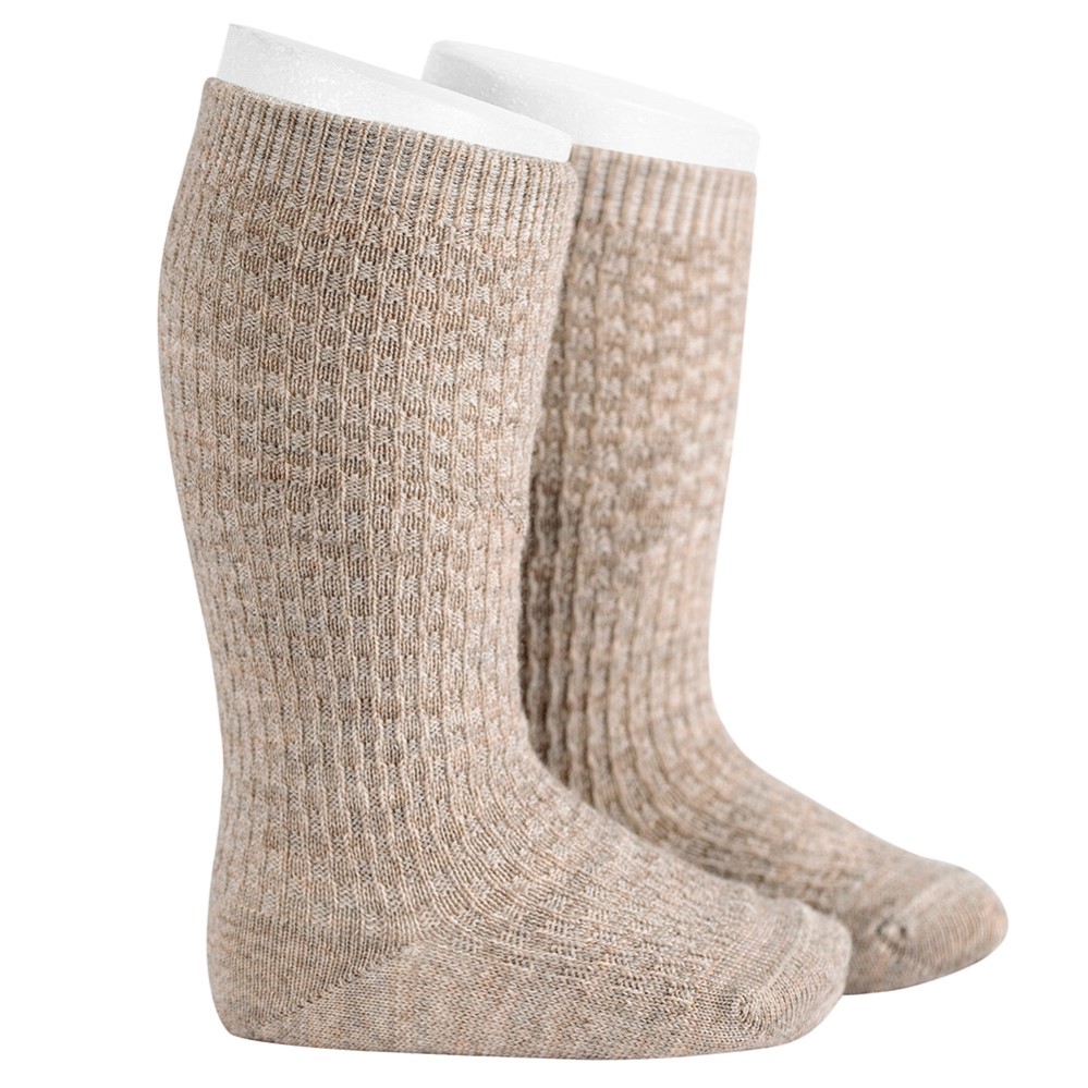 Merino Wool Blend Patterned Knee Socks | Nougat 901