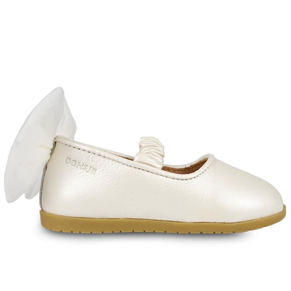 Taatie Ballerinas | Off White Metallic Leather