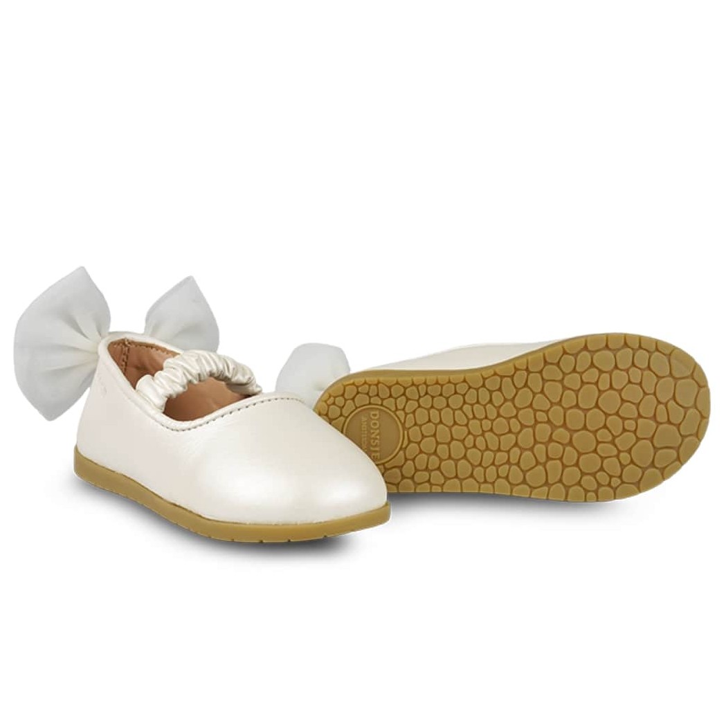 Taatie Ballerinas | Off White Metallic Leather