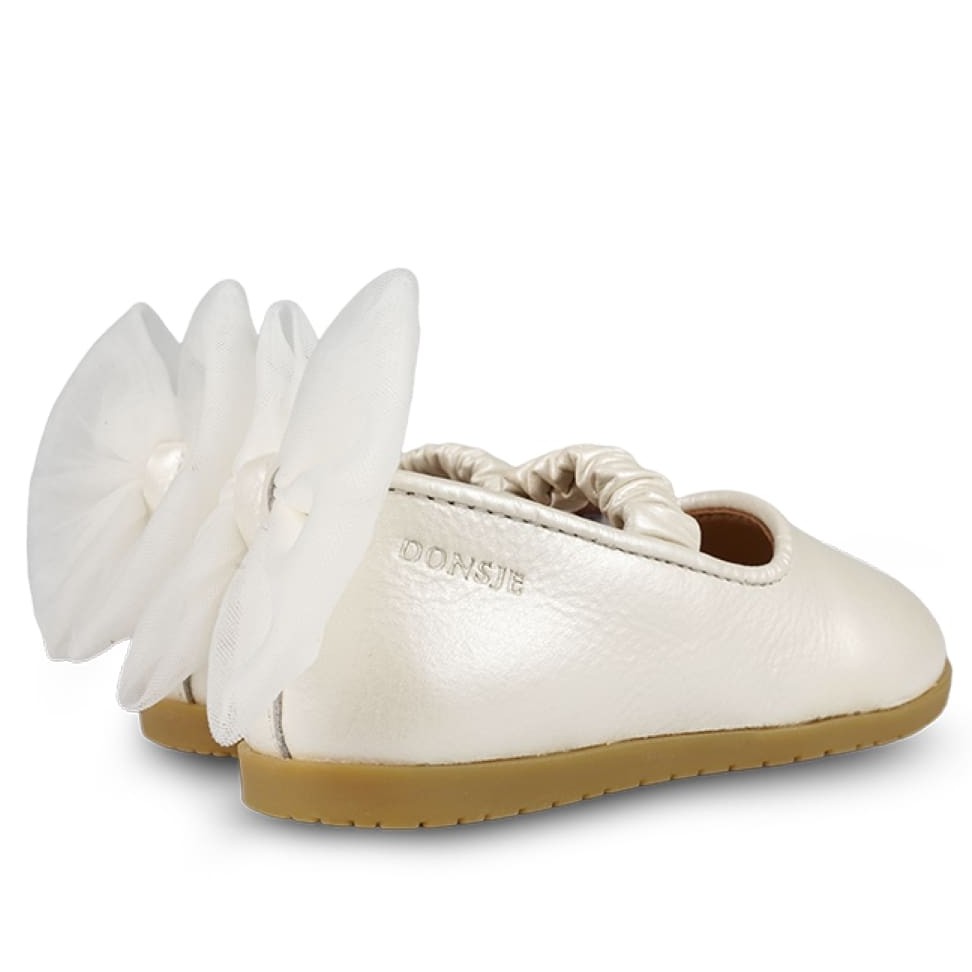 Taatie Ballerinas | Off White Metallic Leather