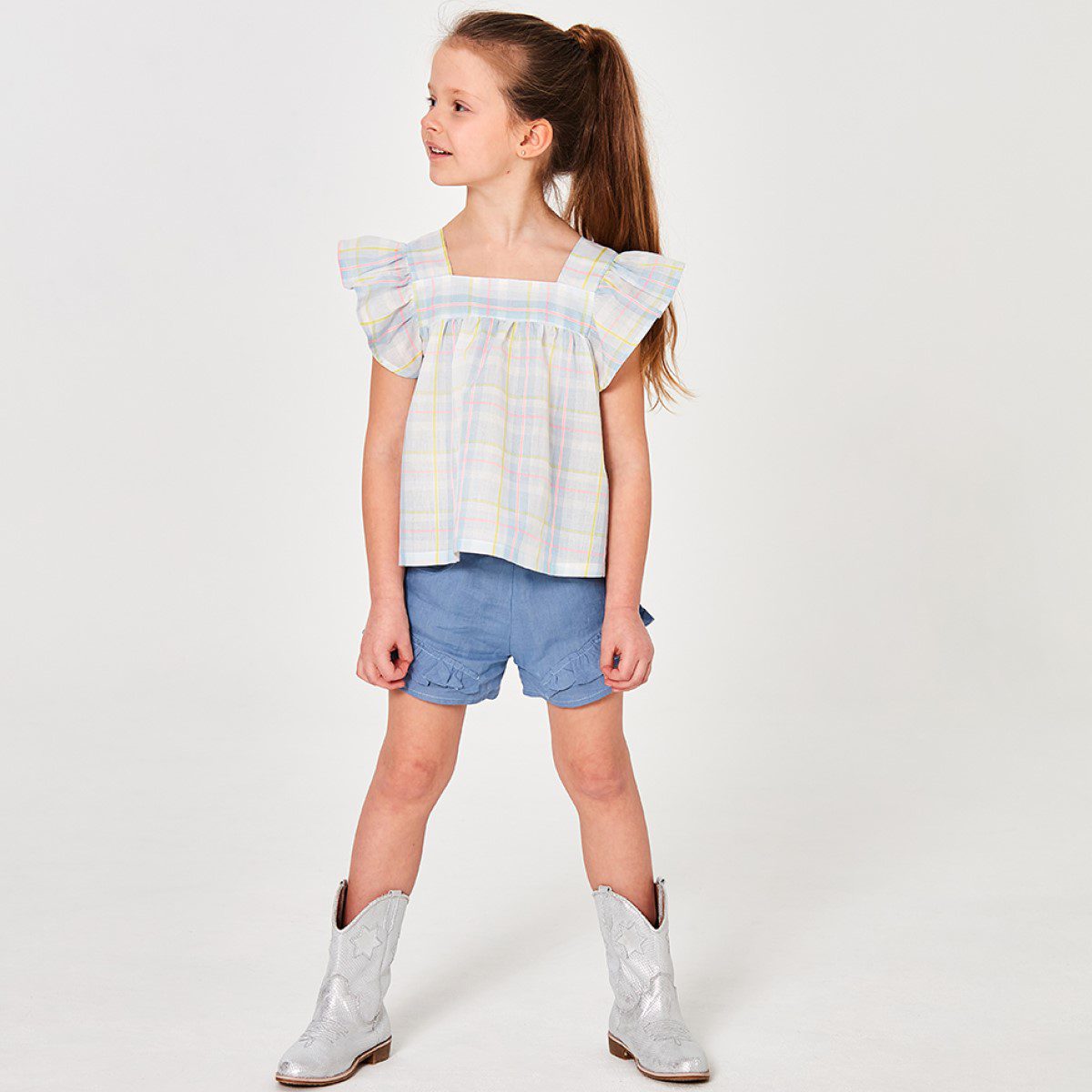 Erica Frill Linen Ruffle Shorts