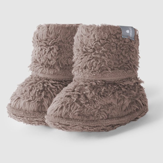 Organic Cotton Fur Booties | Brown