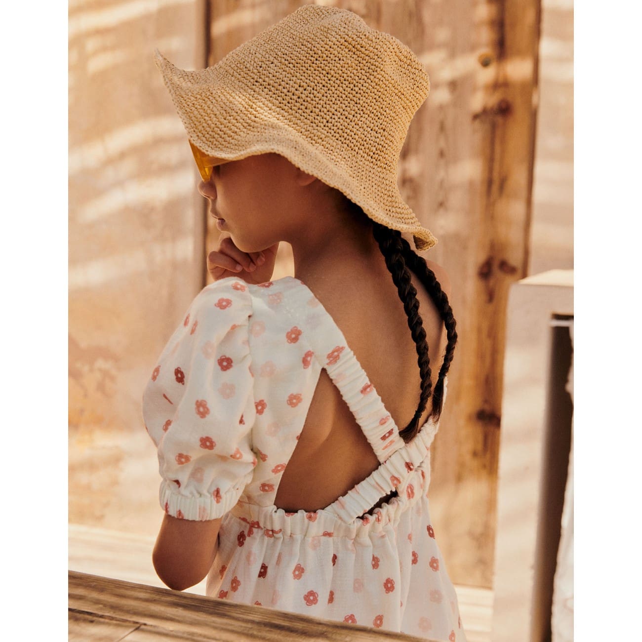 Marjorie Flower Muslin Dress | Cream/Coral