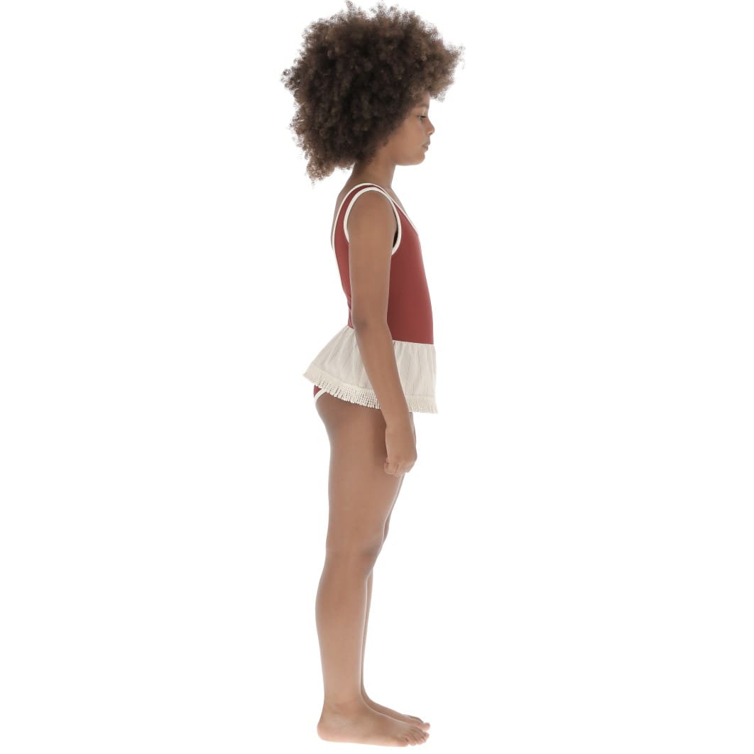 Swimsuit Striped Ruffle | Lava