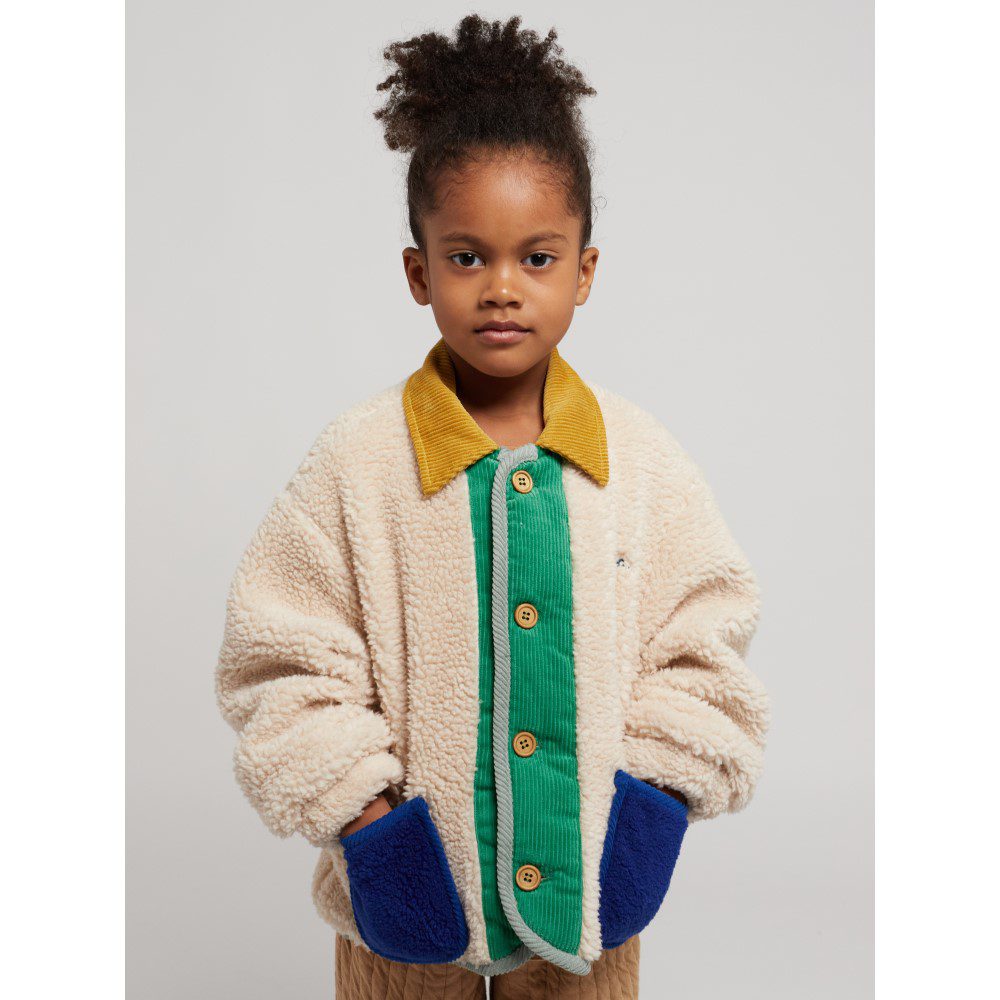 Color Block Sheepskin Jacket