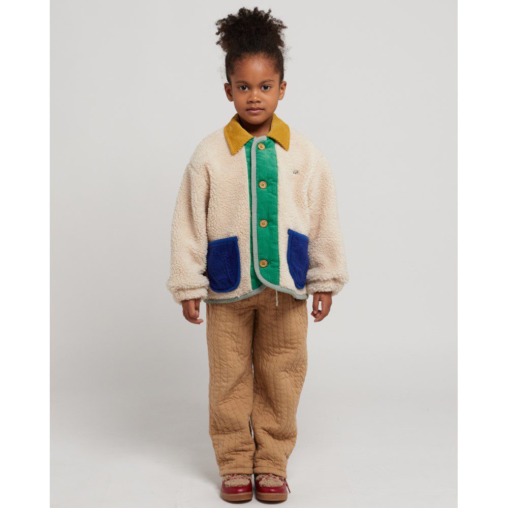 Color Block Sheepskin Jacket
