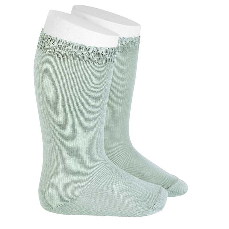 2362/2 Knee High Socks W/ Openwork Cuff | Sea Mist 495