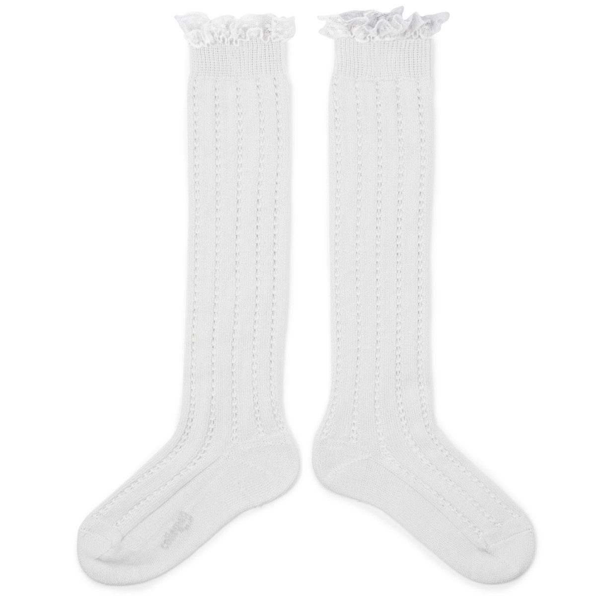 Marie Léonie Openwork Knee-high Socks | Blanc Neige