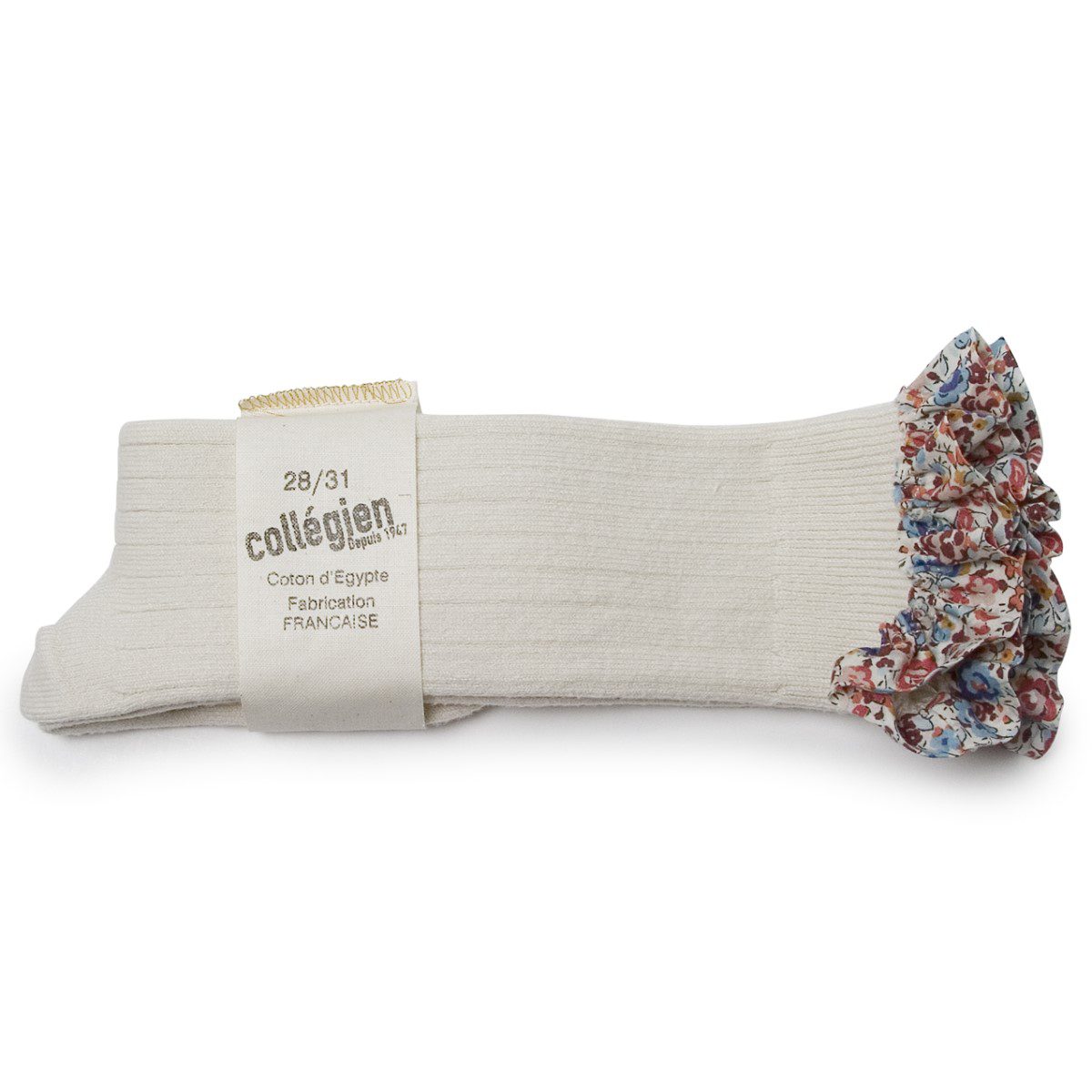 Elisabeth Liberty Ruffle Ribbed Knee-high Socks | Doux Agneaux