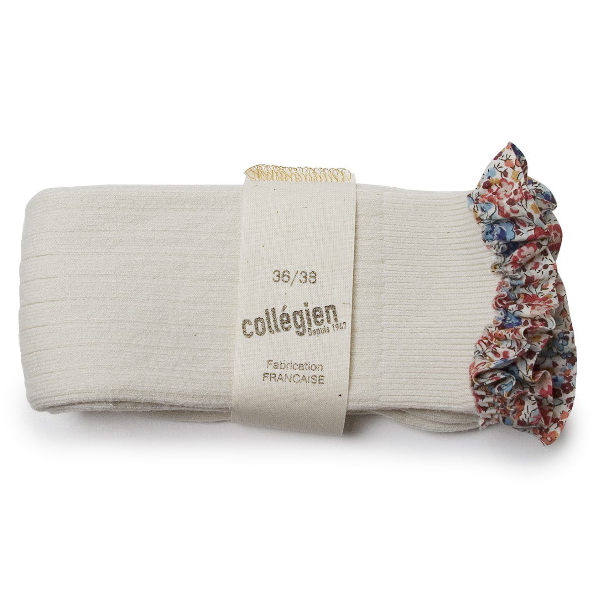 Elisabeth Liberty Ruffle Ribbed Knee-high Socks | Doux Agneaux