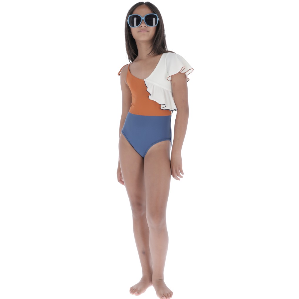 Swimsuit | Orange + Blue
