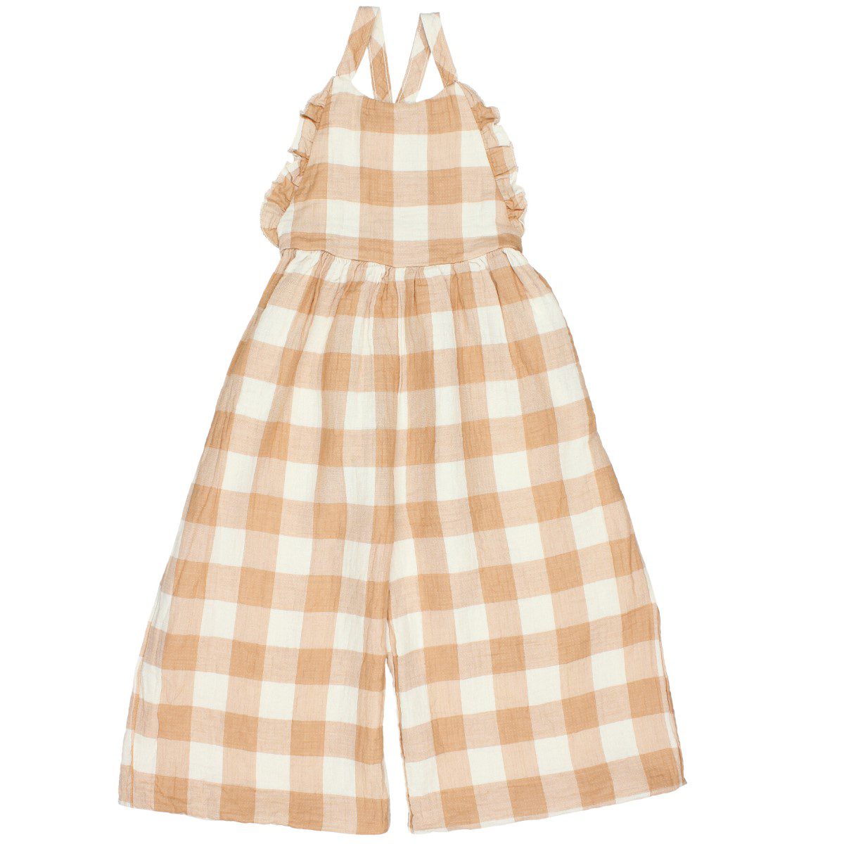 Gingham Jumpsuit | Caramel