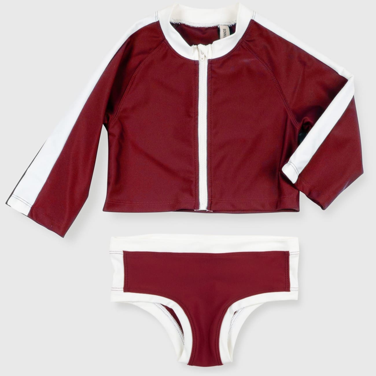 Andrea UV Cropped Top & Ronnie Swim Briefs | Burgundy