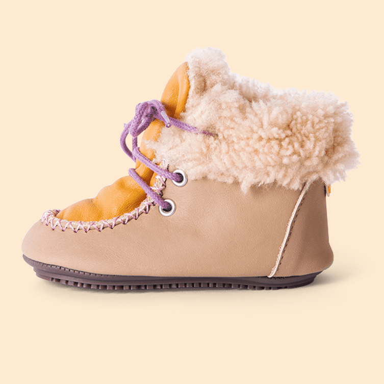 Beige Lace Sheep Boots