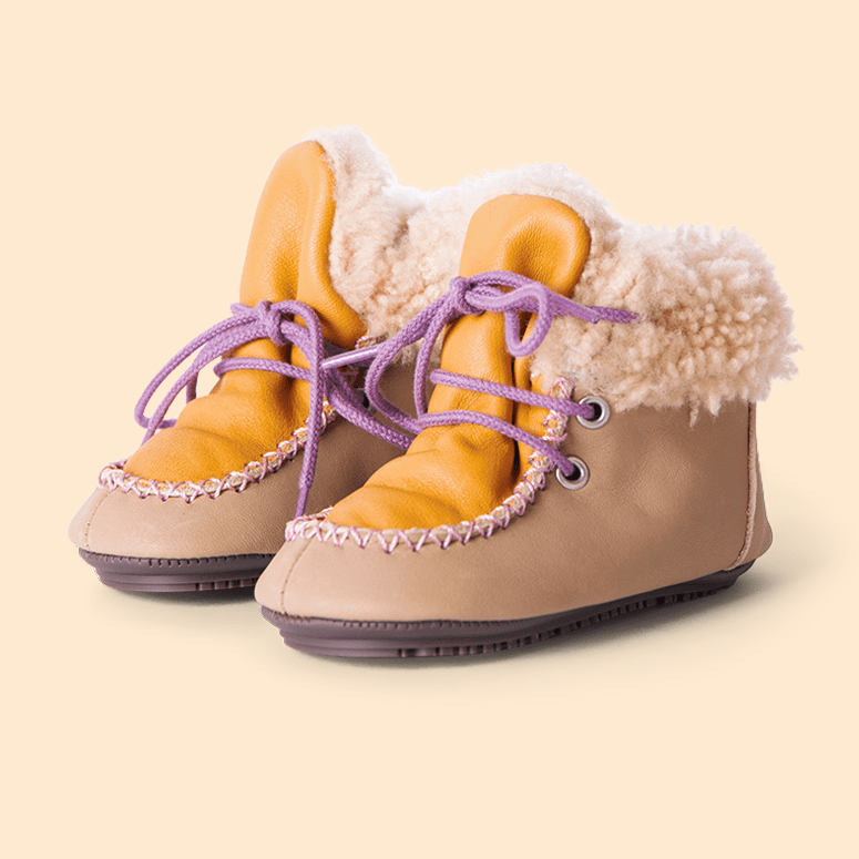Beige Lace Sheep Boots
