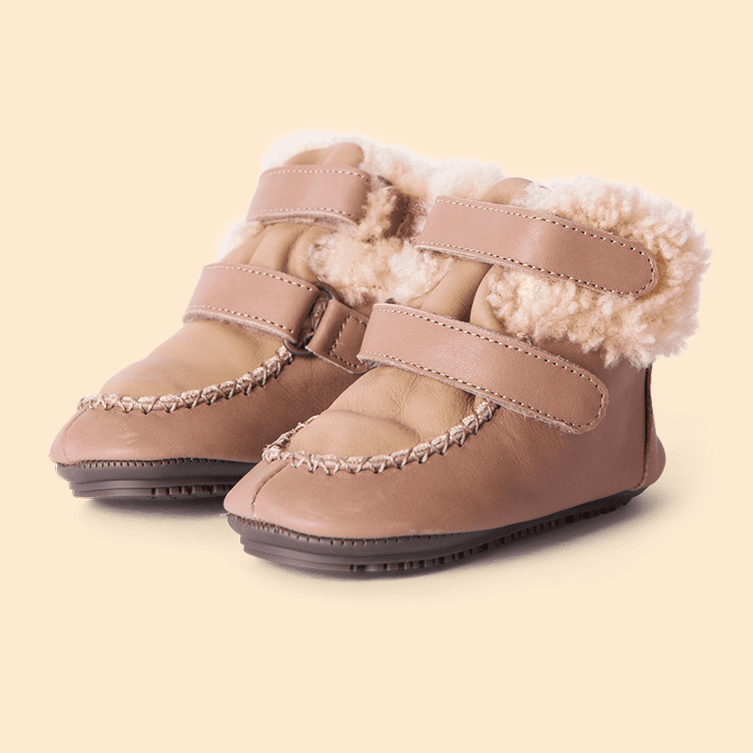 Dark Nude Strap Sheep Boots