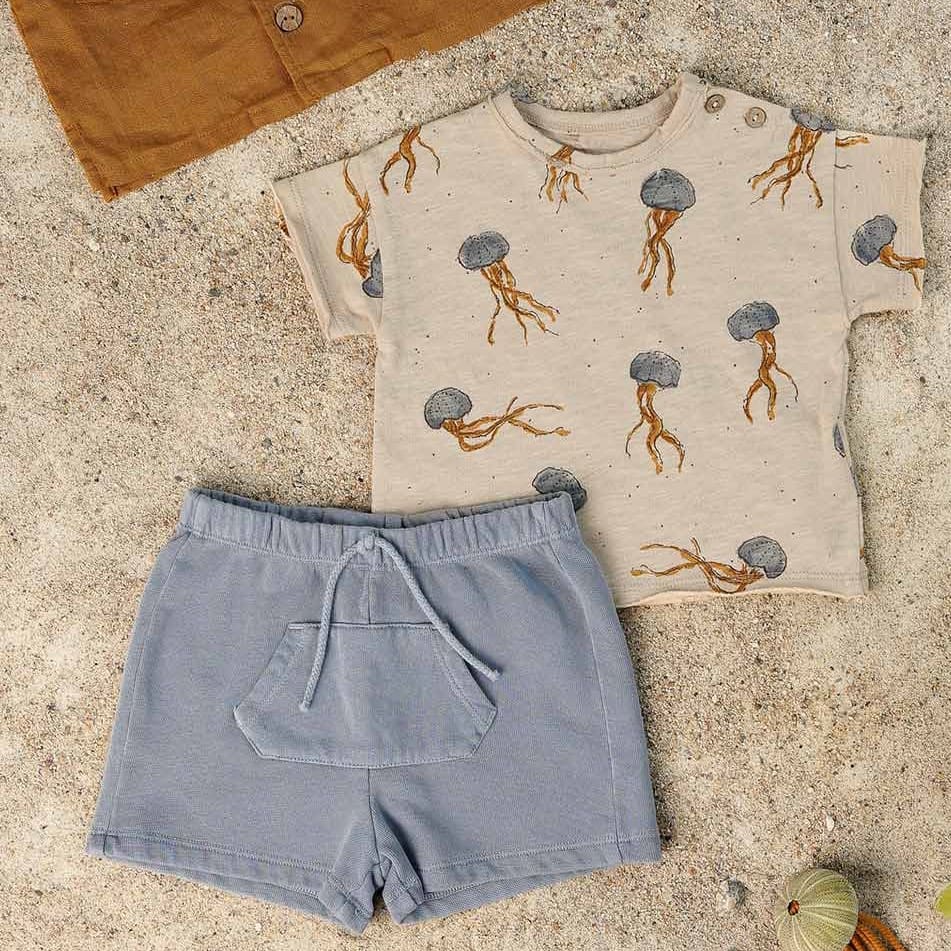 Printed Flame Jersey Tee & Fleece Shorts