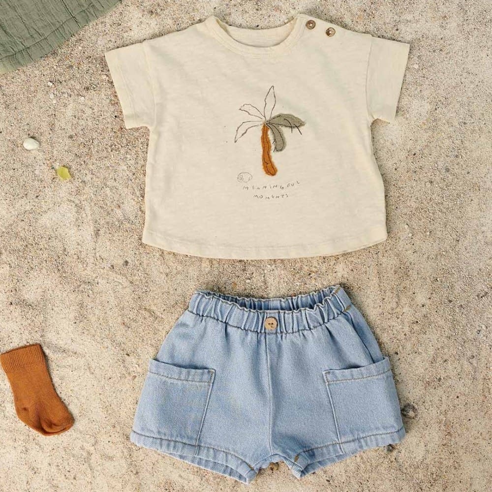Flame Jersey Tshirt & Denim Shorts