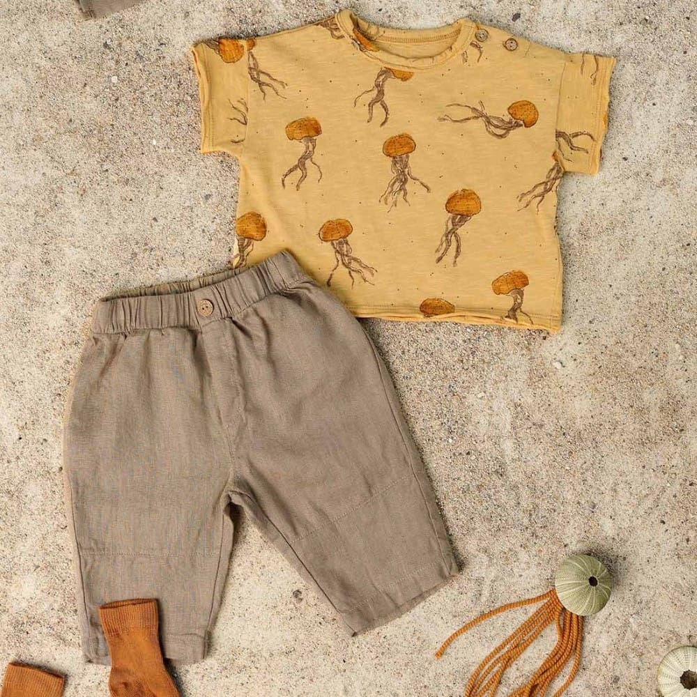 Printed Flame Jersey Tee & Linen Trousers