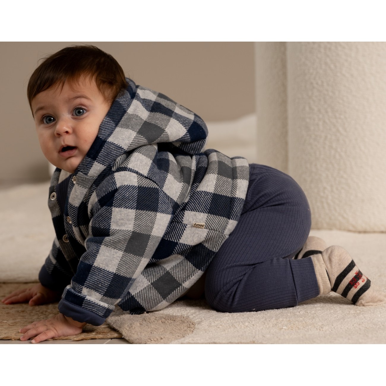 Baby Hoodie Jacket | Blue Check