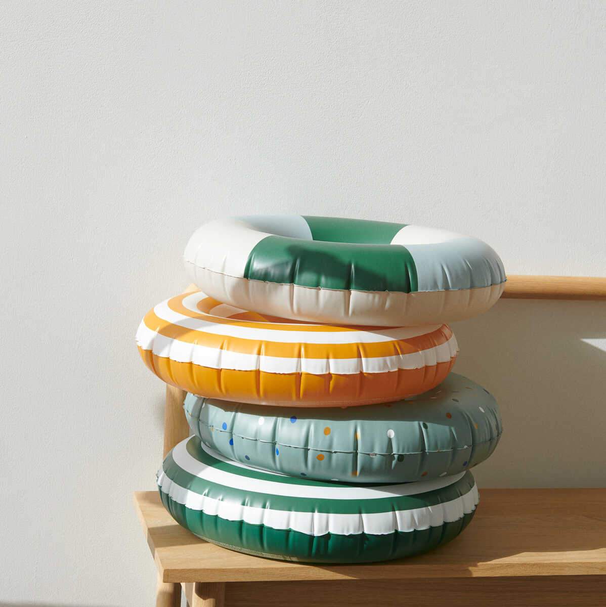 Baloo Swim Ring | Stripe: Garden Green/Sandy/Dove Blue
