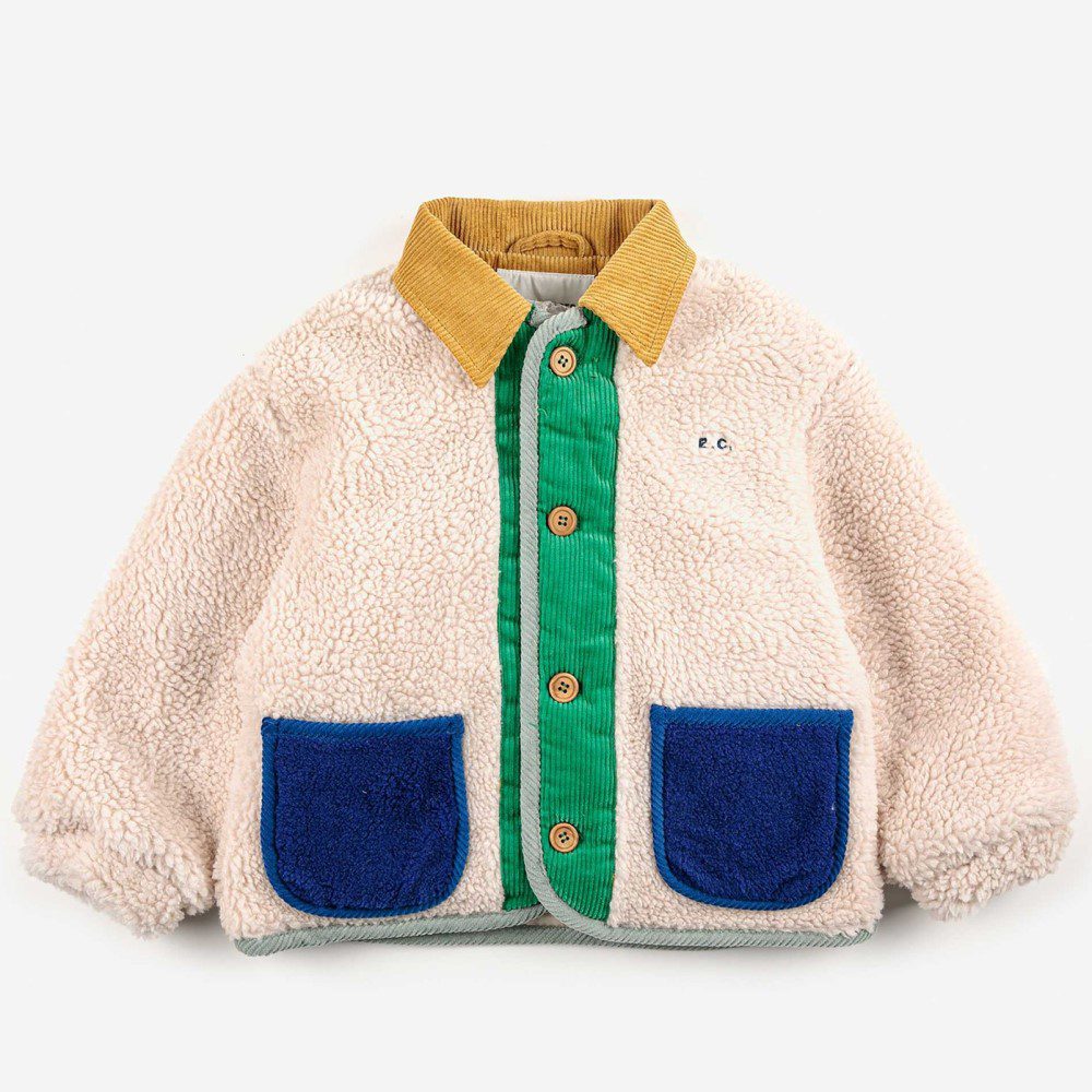 Color Block Sheepskin Jacket