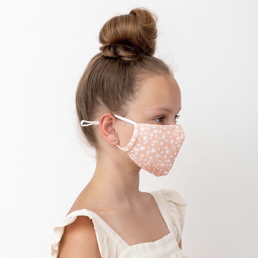Child Star Print Face Mask | Peach Pink