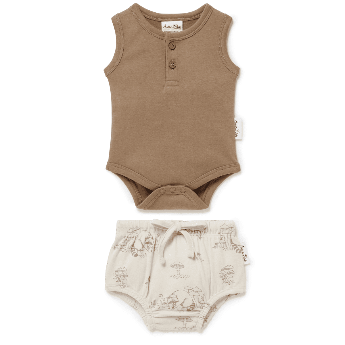 Clay Singlet Onesie & Raccoon Bloomers
