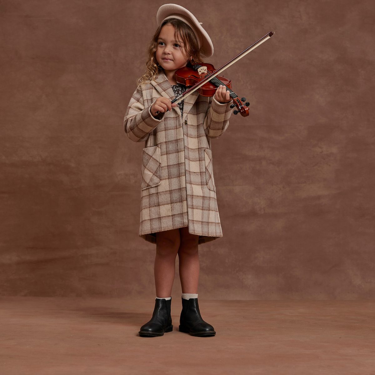 Longline Coat Grey Plaid