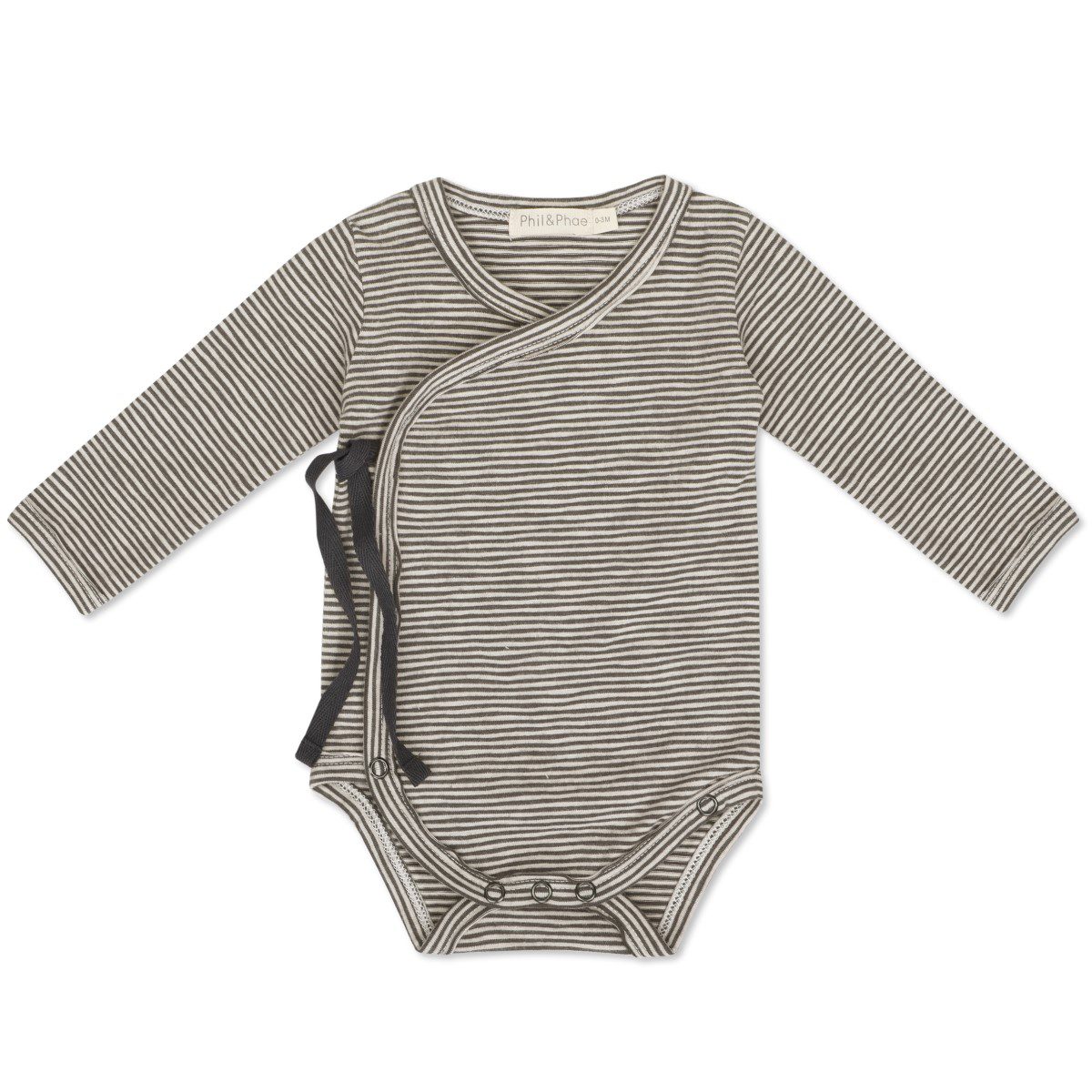 Cross-Over Body L/S Stripes & Harem Footies Stripes | Graphite