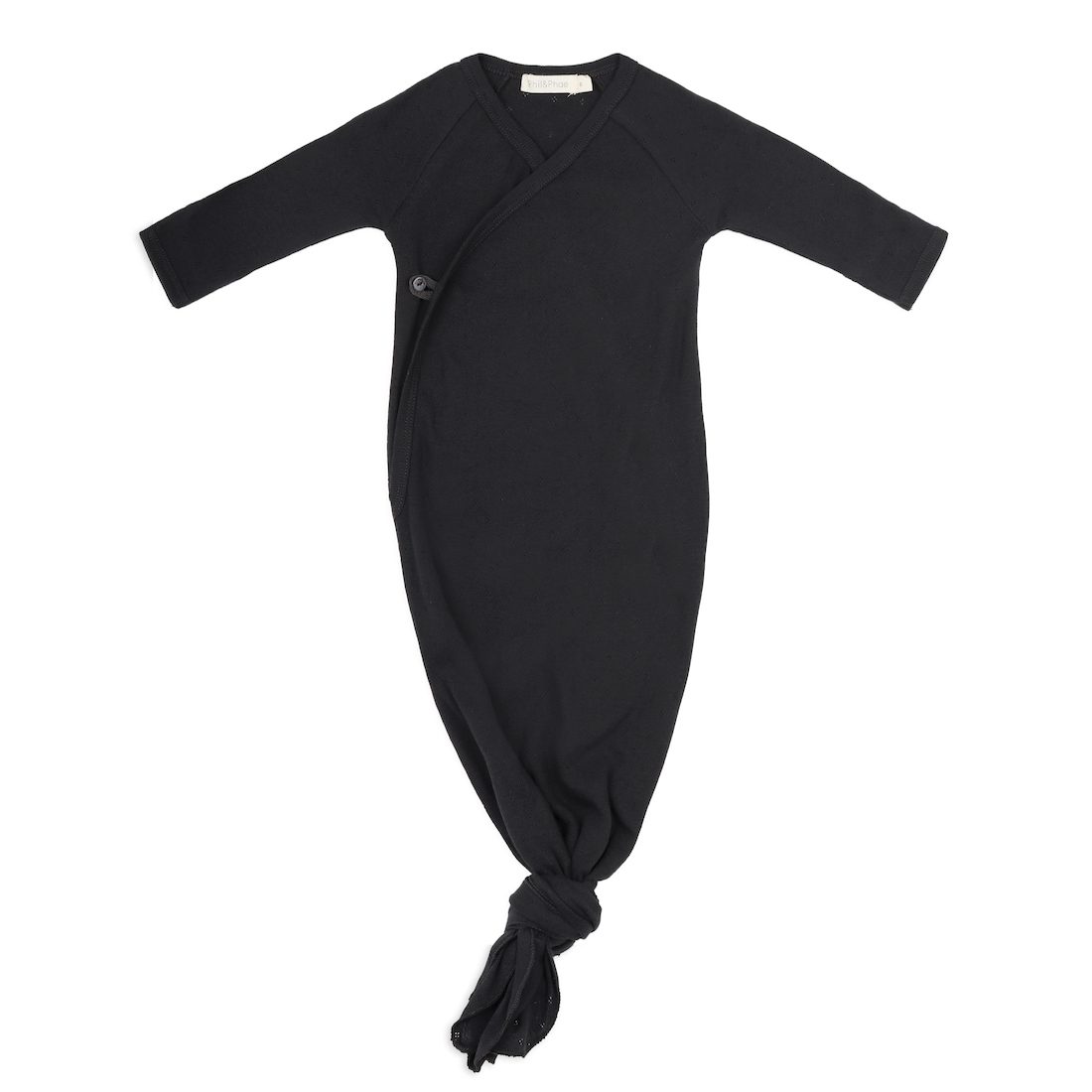 Knotted Baby Gown Pointelle | Charcoal