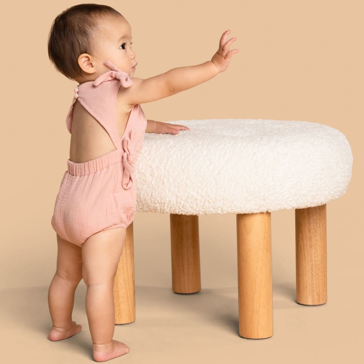 Baby Gauze Sunsuit W/ Ties | Peach