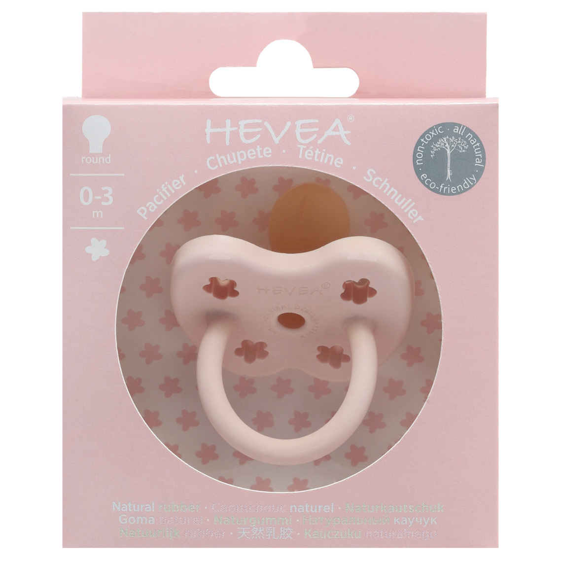 0+ Months Natural Rubber Pacifier Round | Powder Pink