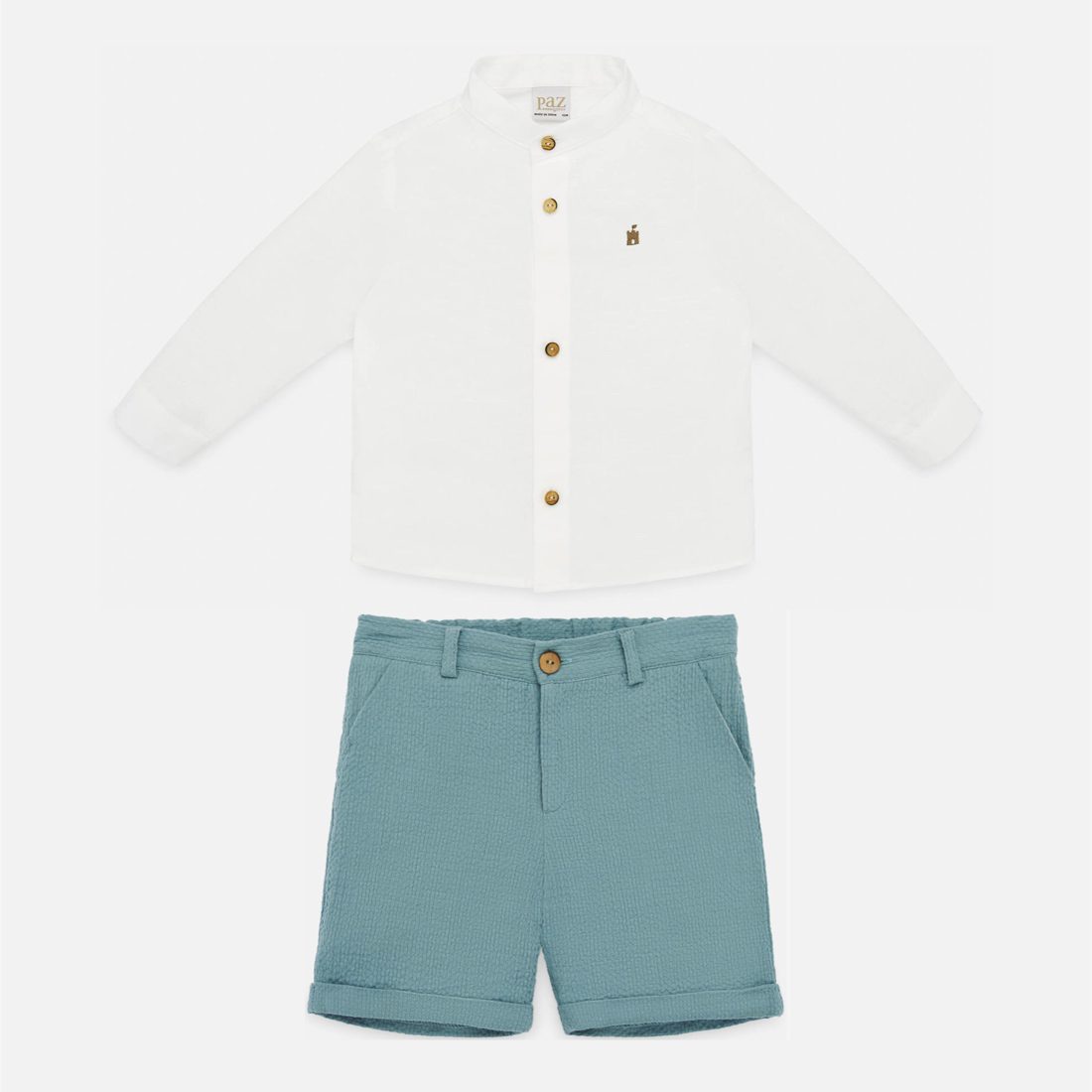 Ivory & Blue Shorts Set