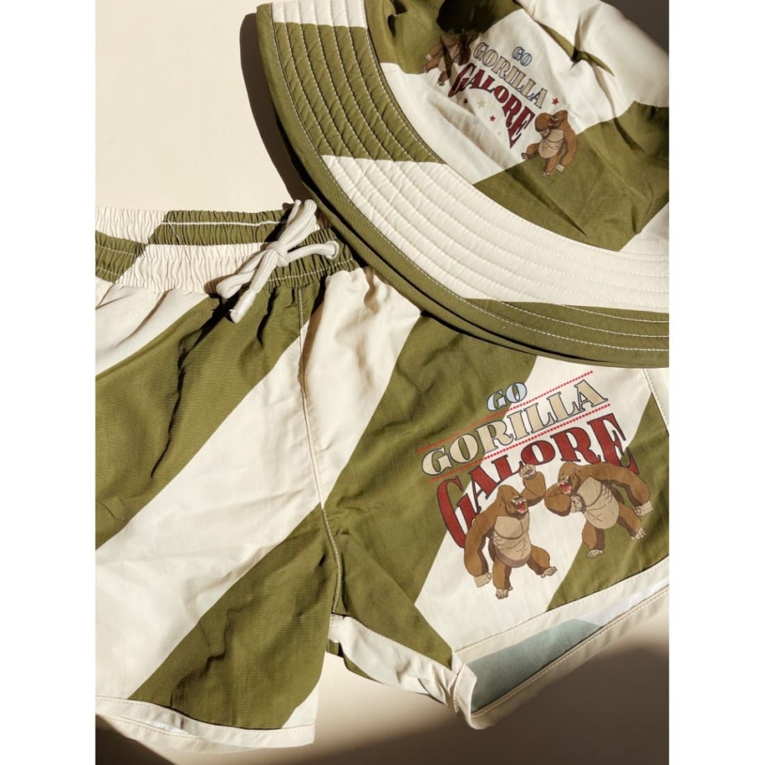 Asnou Swim Shorts | Dark Olive/Creamy White