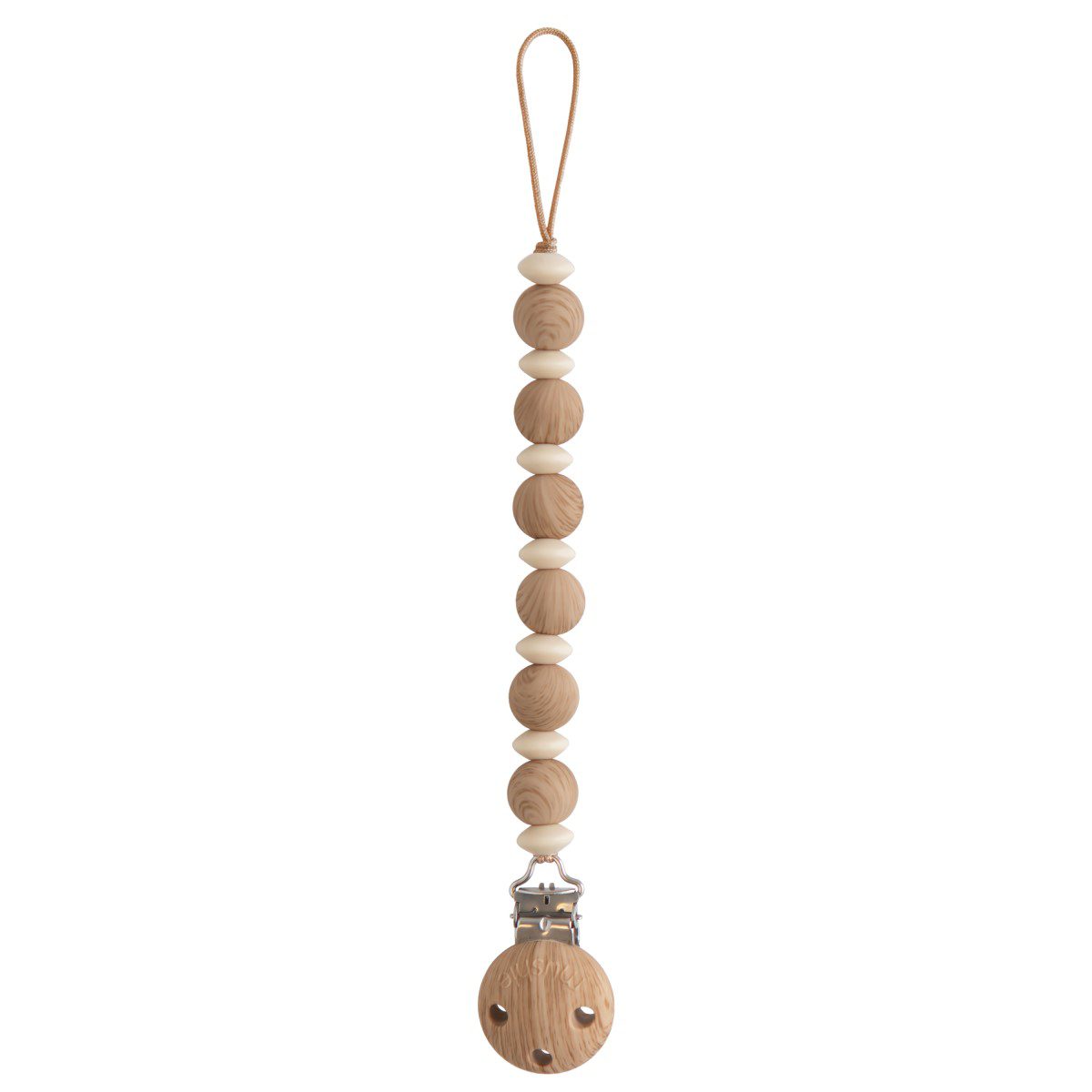 Luna Silicone Pacifier Clip | Faux Wood