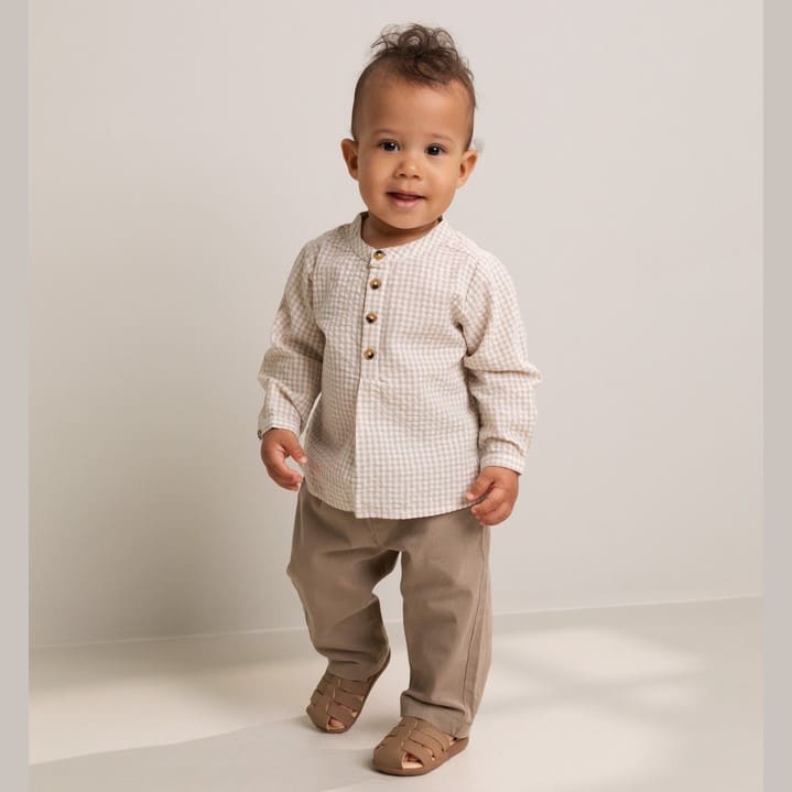 Totoro Shirt & Polle Pants | Grey Sand Gingham/Stone