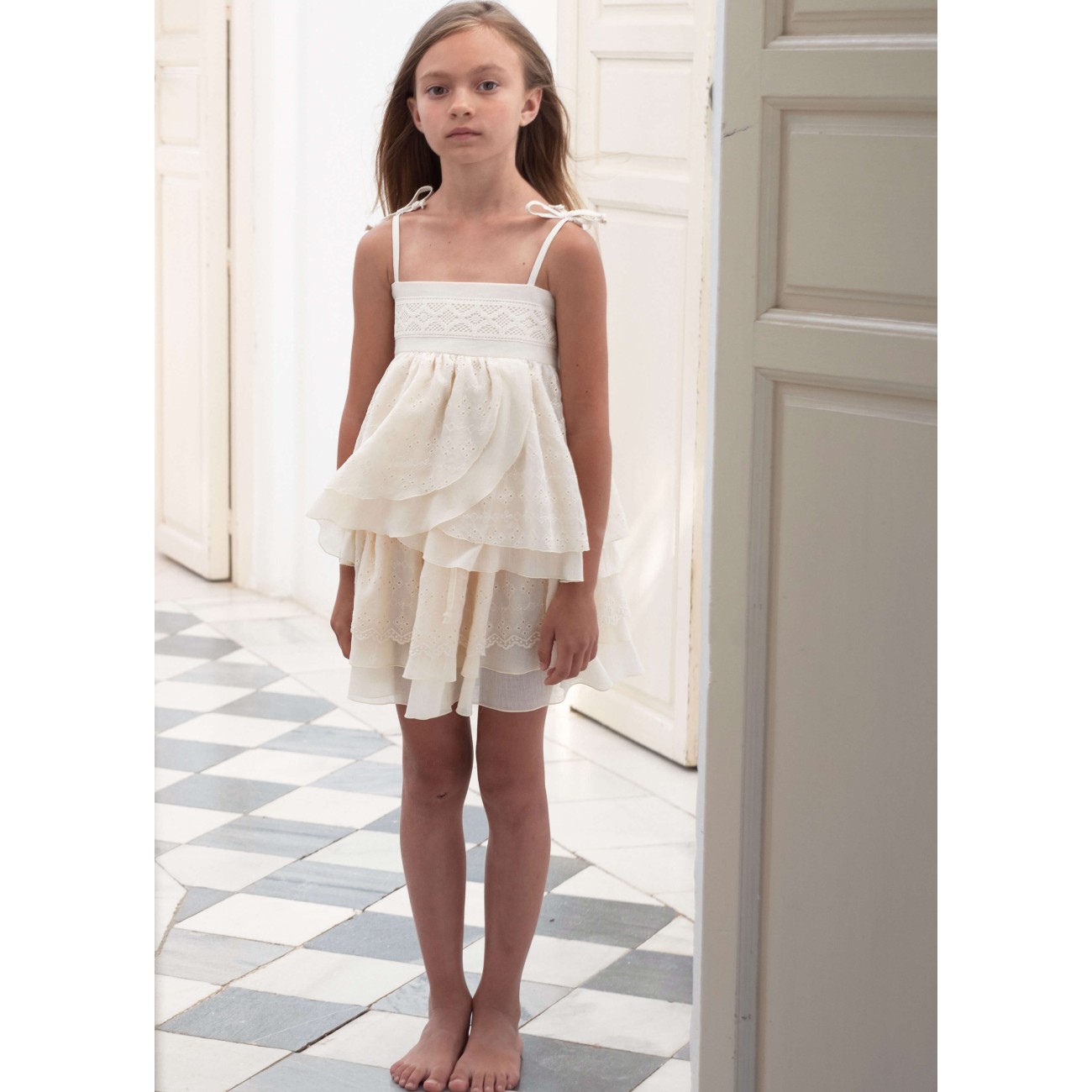 Double Layer Blouse & Layered Skirt | Off White