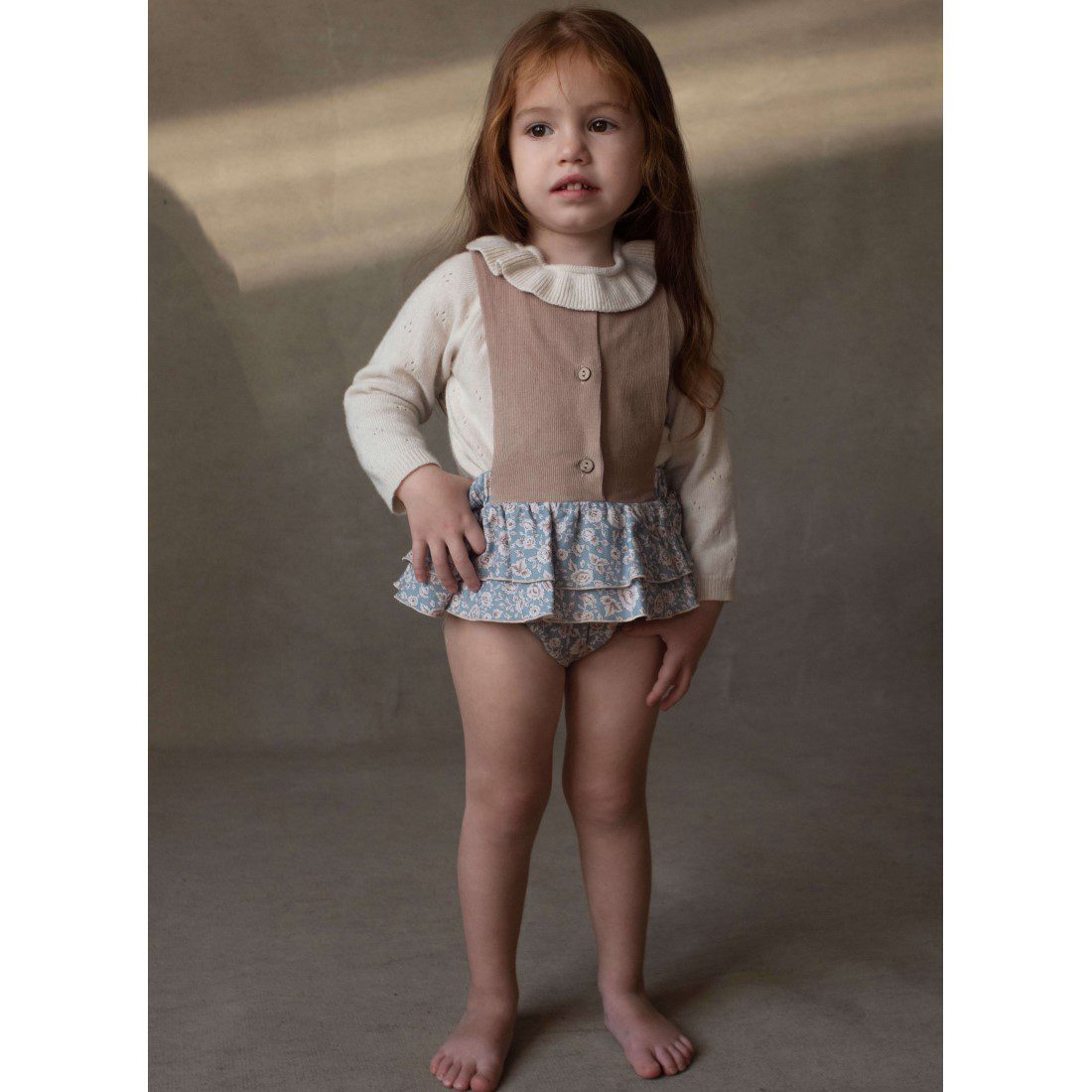 Off White Knitted Romper Suit & Multi-Coloured Floral Romper Suit