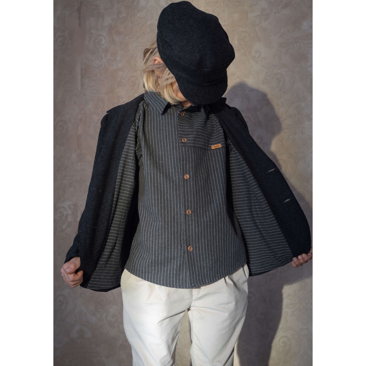 Dark Grey Woolen Blazer W/ Collar