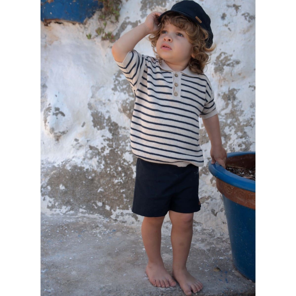Navy Striped Knitted Jersey & Navy Shorts