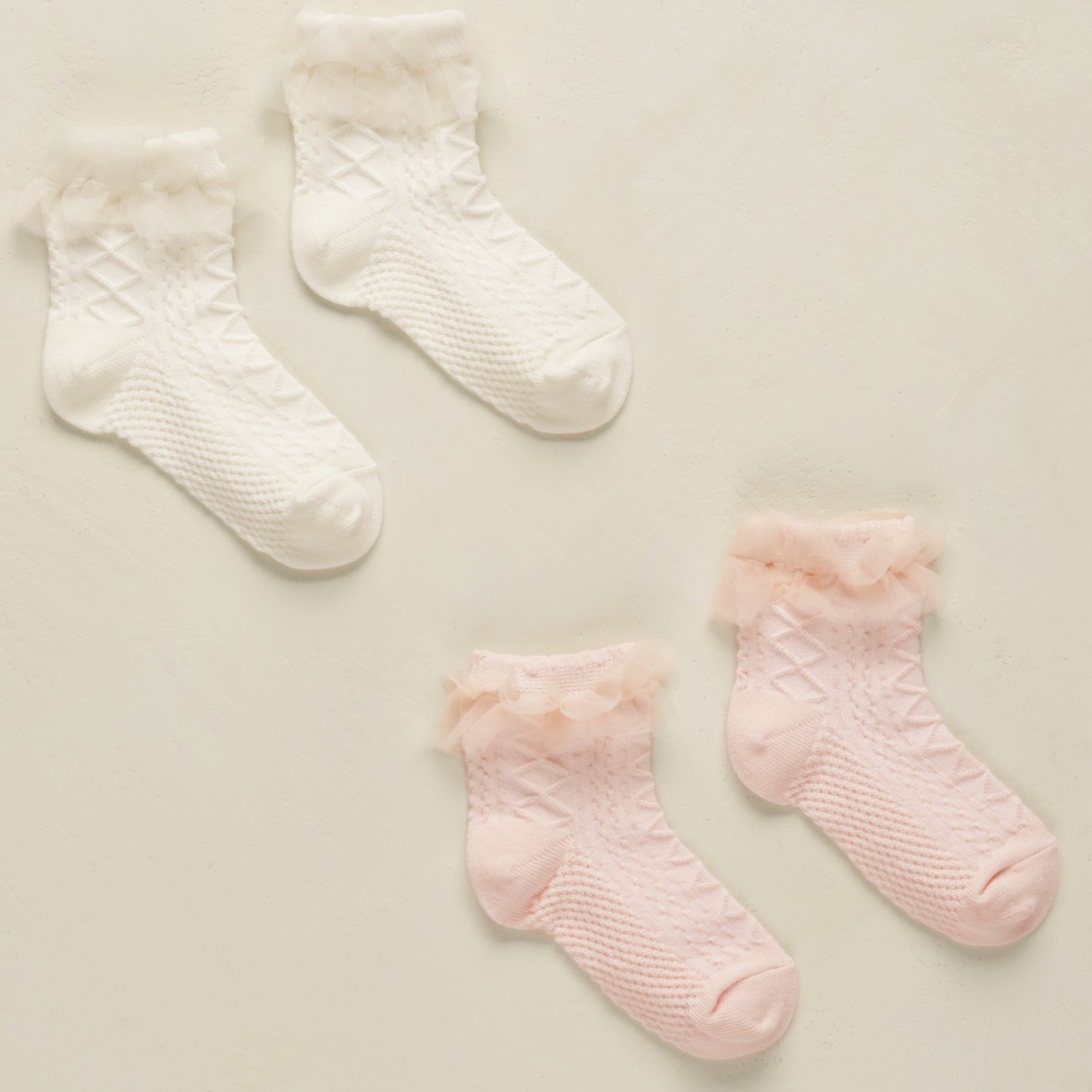 Ruffle socks | Ivory, Blush