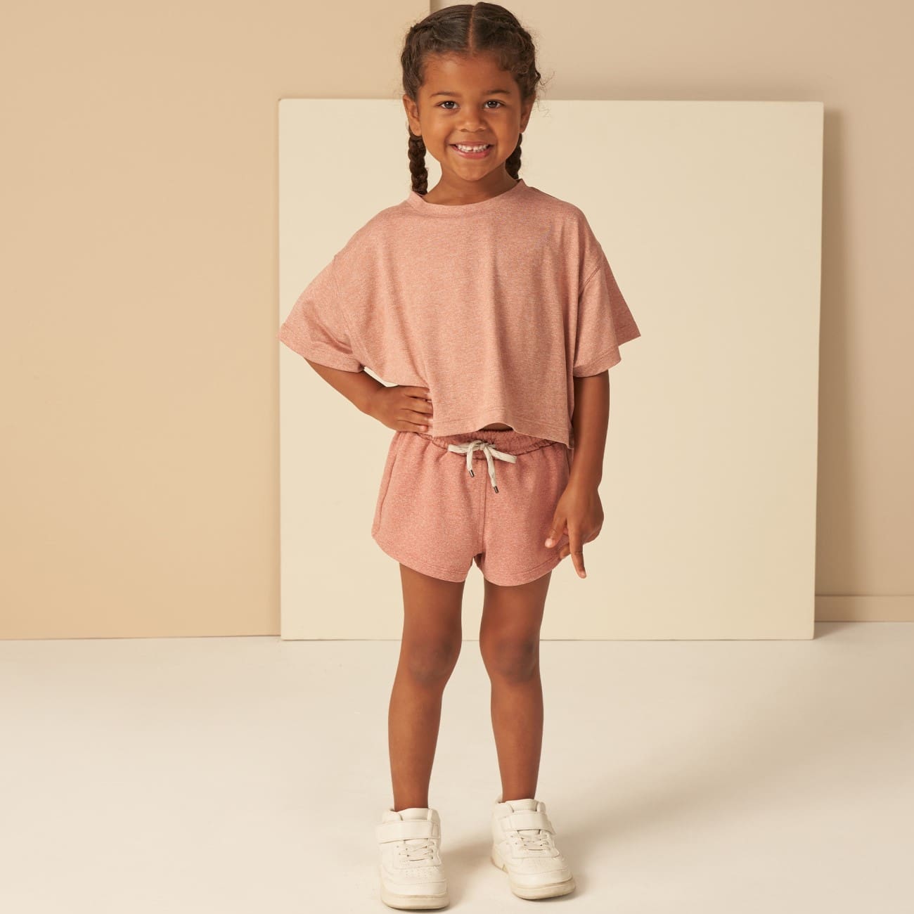 Tech Crop Tee & Laguna Tech Short | Heathered Lipstick