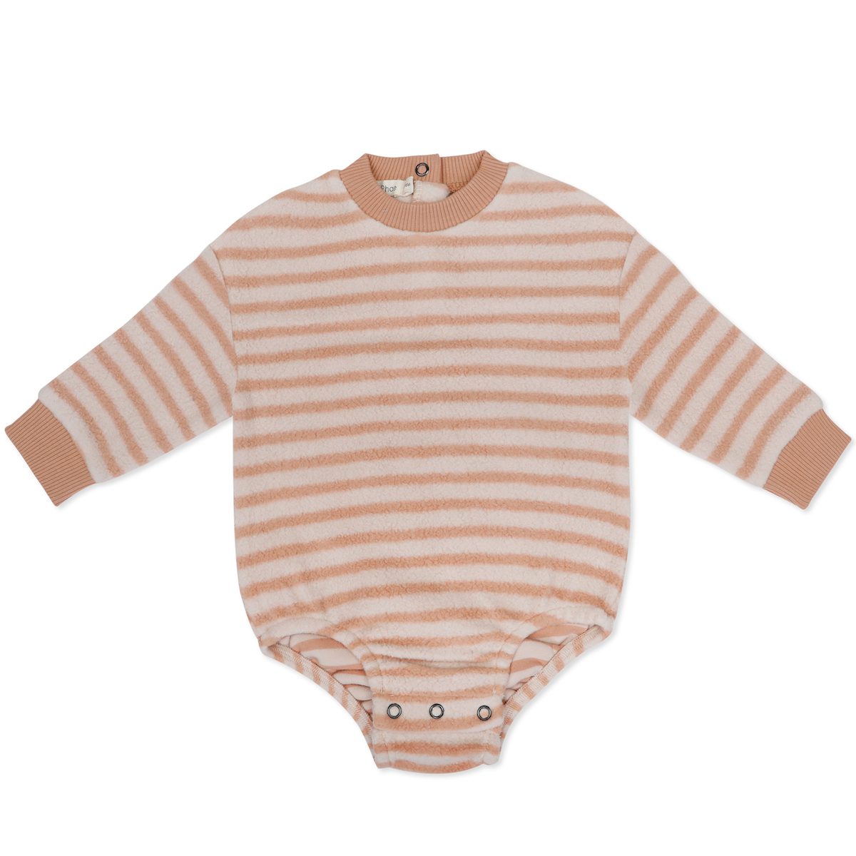 Teddy Bubble Onesie L/S Stripes | Rose Tan